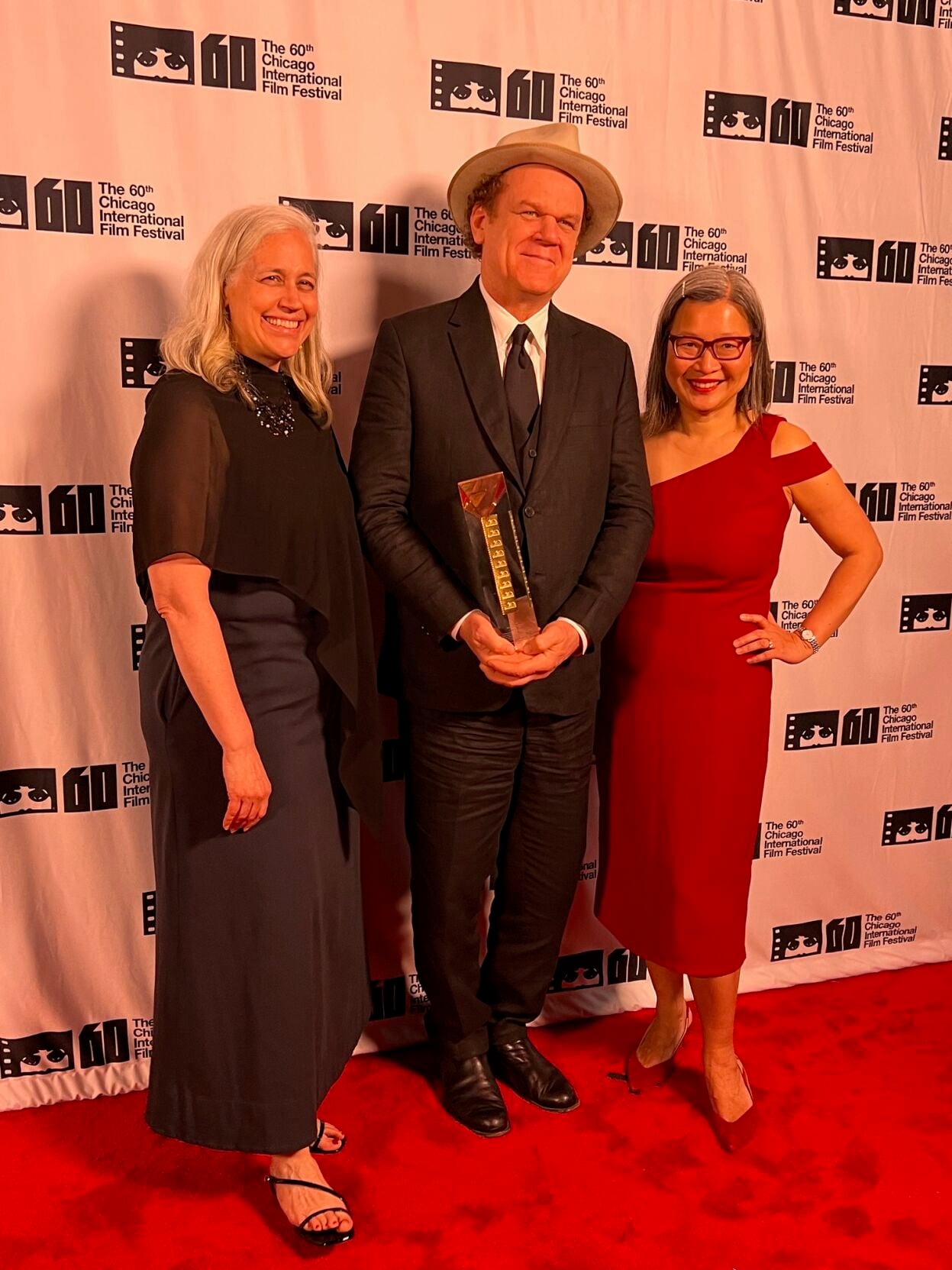 Mimi Plauche, CIFF artistic director, honoree John C. Reilly and Vivian Teng, CIFF managing director. (Photo Candace Jordan)