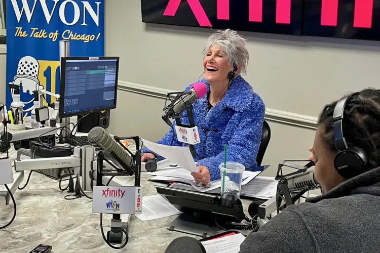 Cook County Treasurer Maria Pappas taping her WVON radio show, "Black Houses Matter."