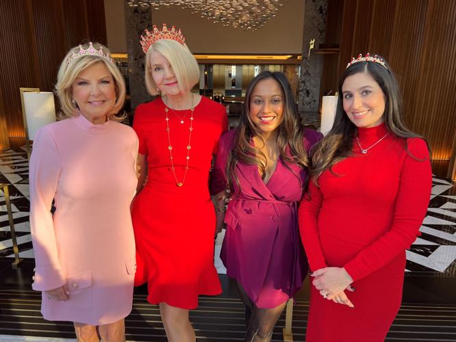 The Service Club of Chicago's 4th annual Valentine's Day Tea with Bobbi Panter (SC president) and co-chairs Donna Flynn, Manshi Shah and Maria Vathis.
