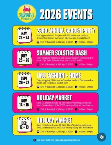 Exciting event schedule for Randolph Street Market 2026.