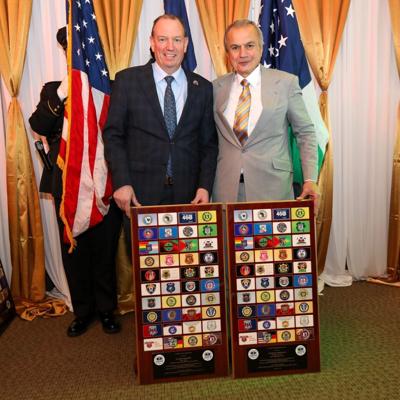 Henry Repeating Arms Founder and CEO Anthony Imperato (R) received the Humanitarian Award from the New York Police Department Committee of Police Societies, along with Patrick Hendry (L), President of the NYC Police Benevolence Association and recipient...