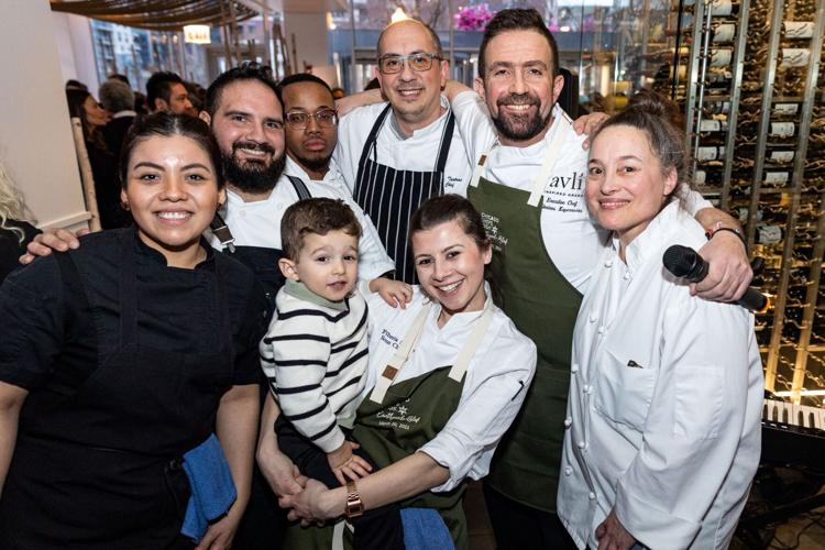 Avli on the Park Executive Chef Nikolaos Kapernaros with family and friends.
