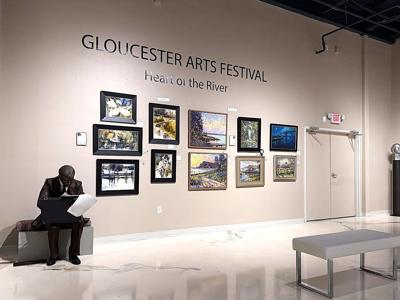 The 2025 Gloucester Arts Festival's Heart of the River exhibition is Plein Air art displayed on walls in the Fine Arts Museum of Gloucester.