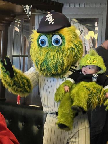 White Sox mascot Southpaw and lil' friend.