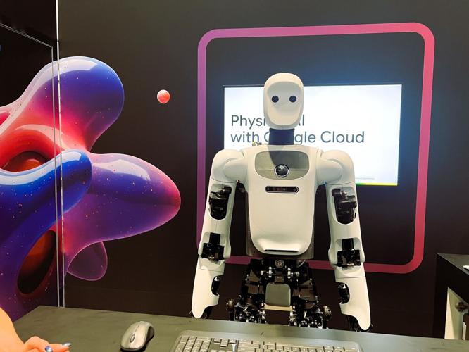A robot steals the spotlight at Google’s IMTS 2026 booth, showcasing the growing role of artificial intelligence and automation in the future of manufacturing. (Candace Jordan photo)