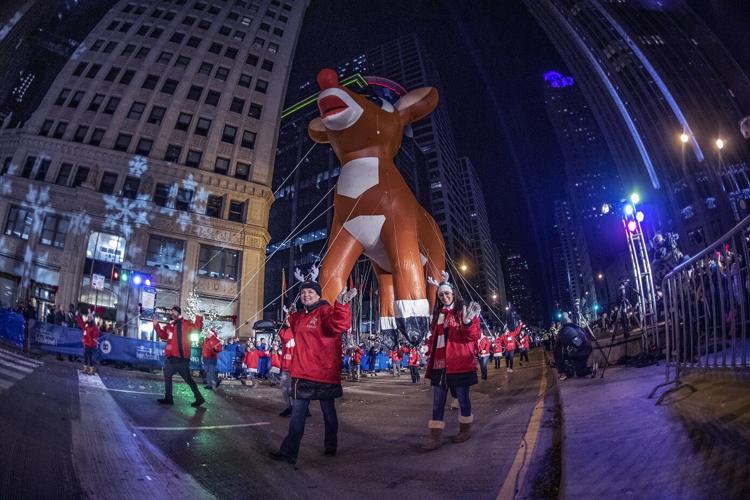 Rudolph the Red-Nosed Reindeer at The Wintrust Magnificent Mile Lights Festival. (Photo credit Vito Palmisano)