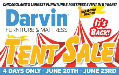 Darvin's Tent Sale, great furniture and mattresses at incredible prices from June 20- 23.