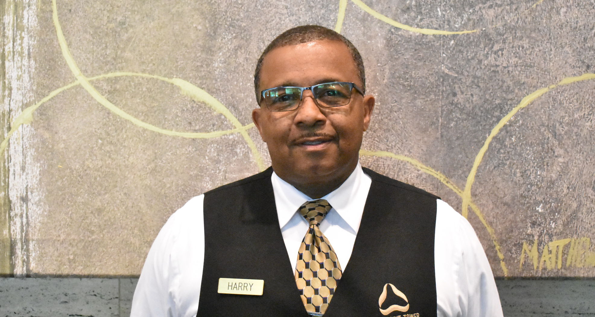 Harri Harris is the doorperson at Lake Point Tower and he is the Streeterville Doorperson of the Month. Photo by Jesse Wright