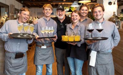 Chef Art Smith with servers at his new Reunion restaurant at Navy Pier. (Photo by Kelsy Goodwin)