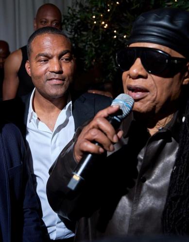 Co-host Marc Brooks and Stevie Wonder. (Parrish Lewis Photography)