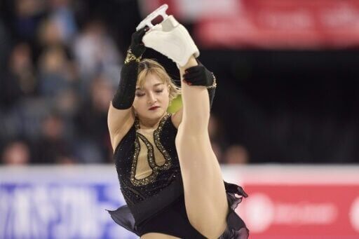 Kaori Sakamoto of Japan competes in the free skate on the way to the women's title at Skate Canada