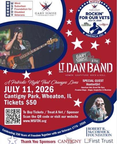 Gary Sinise and the Lt. Dan Band will perform at Cantigny in Wheaton July 11.