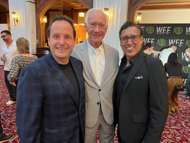 Kevin McGirr (center), Jorge Perez (R, ED Ensemble Spanish Dance Theater) and friend. (Candace Jordan photo)