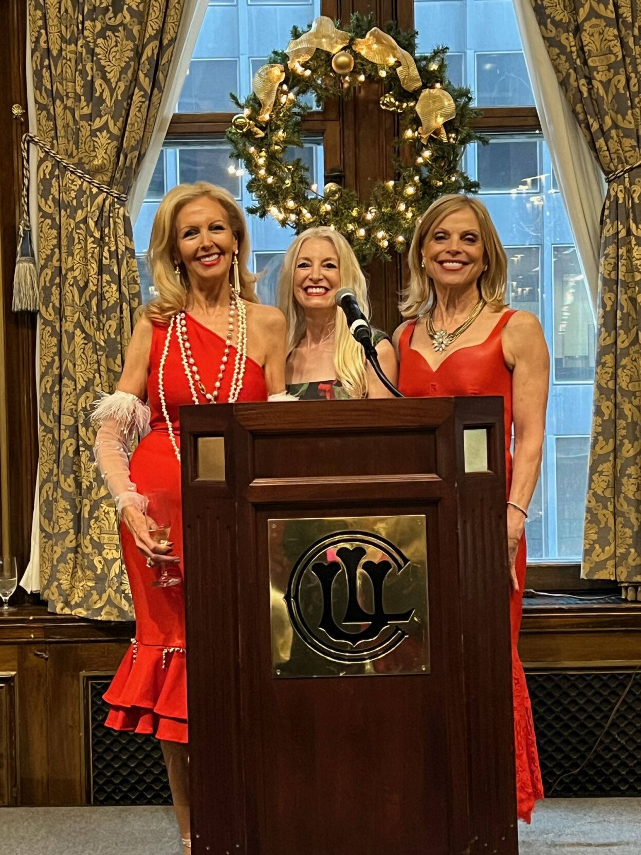 Service Club of Chicago's holiday luncheon co-chairs Lezley Hodes, Debi Catenacci and Karen Peters. (Photo by Mila Samokhina)