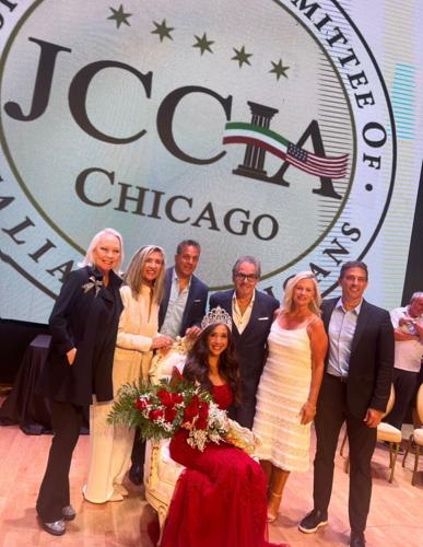 Judges surround Columbus Day Queen Gabriella Gariti.