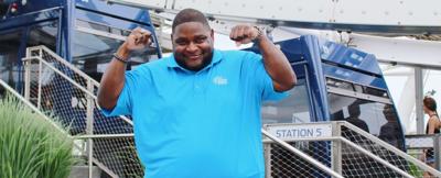 Ferris wheel operator Devonne Phams poses inside the wheel. Photo courtesy Navy Pier