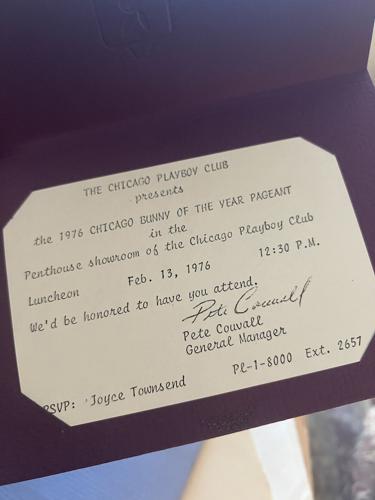Invitation to Chicago's Playboy Bunny of the Year Pageant, 1976. Harry Caray, Pat Brickhouse and others served as judges.