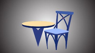 Empty table and chair