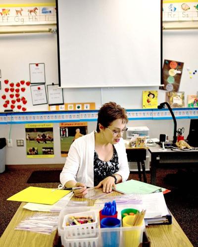Rose Mancini teaching first grade at OP Elementary