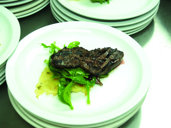 Tossed greens and roast elk loin is just one example of the tasty and nutritious food offered at Goldcorp's Musselwhite mining camp.