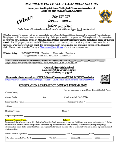 CRHS Volleyball Camp Registration | Listings | chronicleonline.com