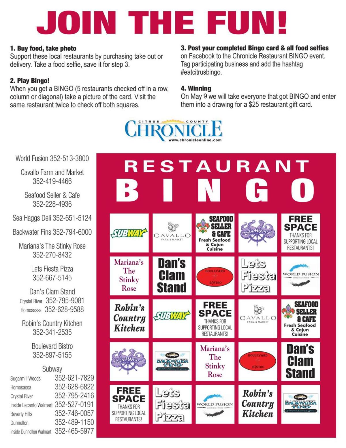 Citrus County Restaurant Bingo Coronavirus Chronicleonline Com