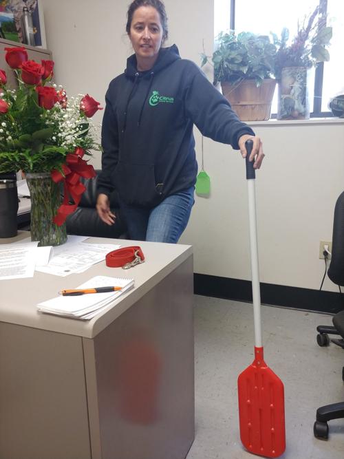 Colleen Yarbrough with rattle paddle