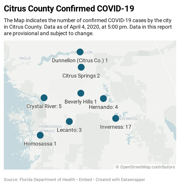 Citrus County Confirmed Covid 19 By City Coronavirus Chronicleonline Com