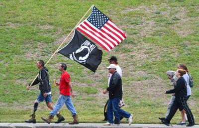 Homeless veterans walk