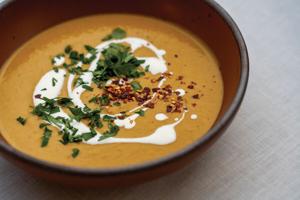 Serve a naturally sweet, flavorful fall pumpkin soup