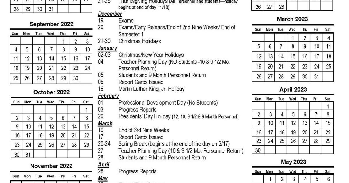 20222023 School Year Calendar Wakulla County Schools Local News