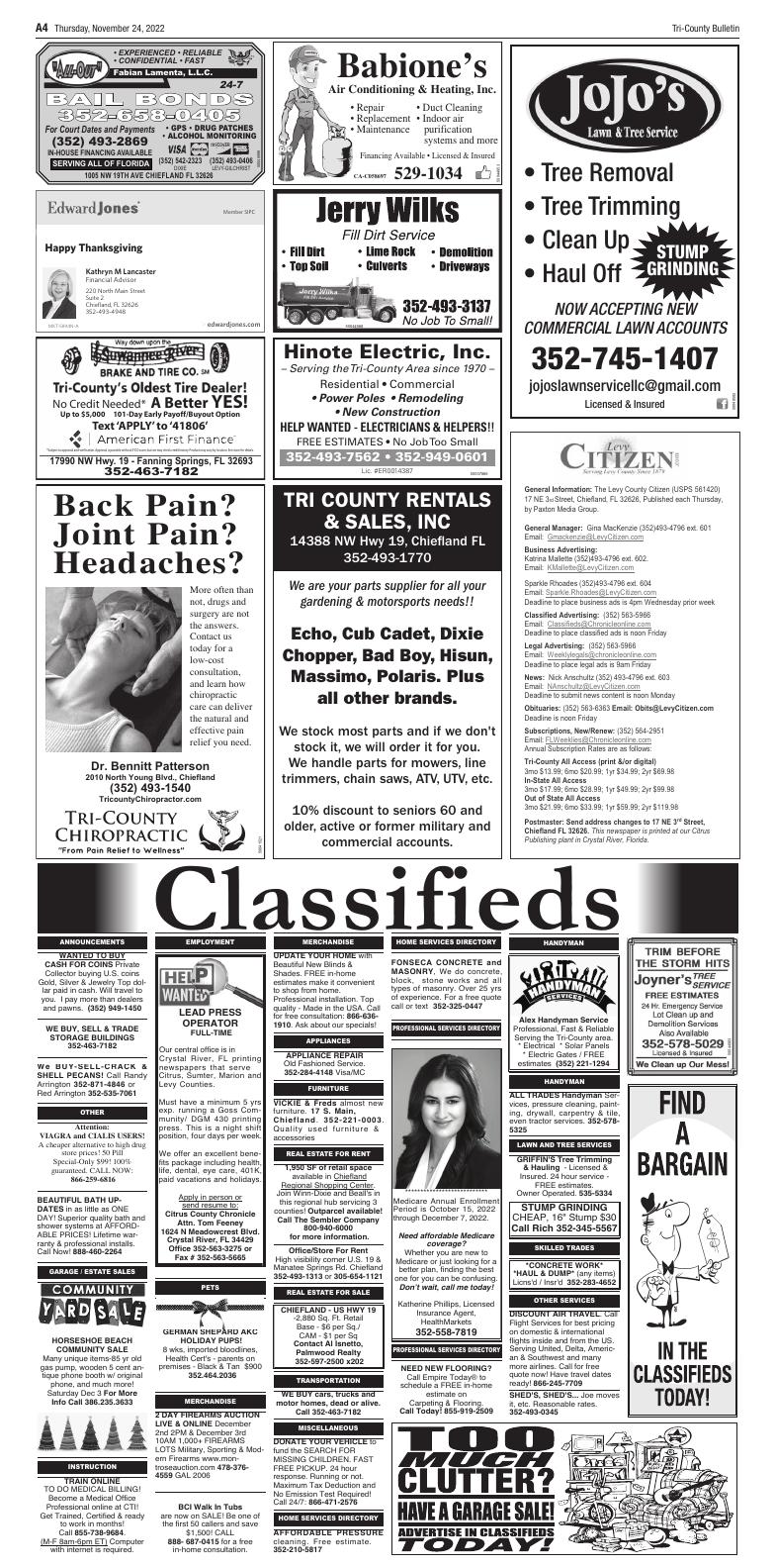 Tri-County Bulletin November 24, 2022 Page A4 | Tri-County Bulletin ...