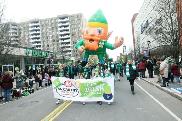 A green halfmile WilkesBarre St. Patrick's Day Parade features music