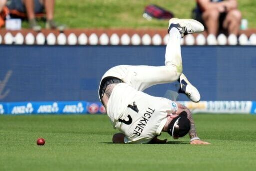 Blair Tickner went down heavily while fielding