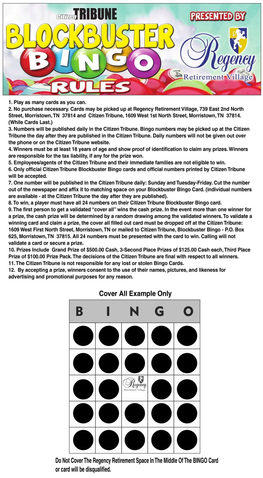 BLOCKBUSTER BINGO RULES | 