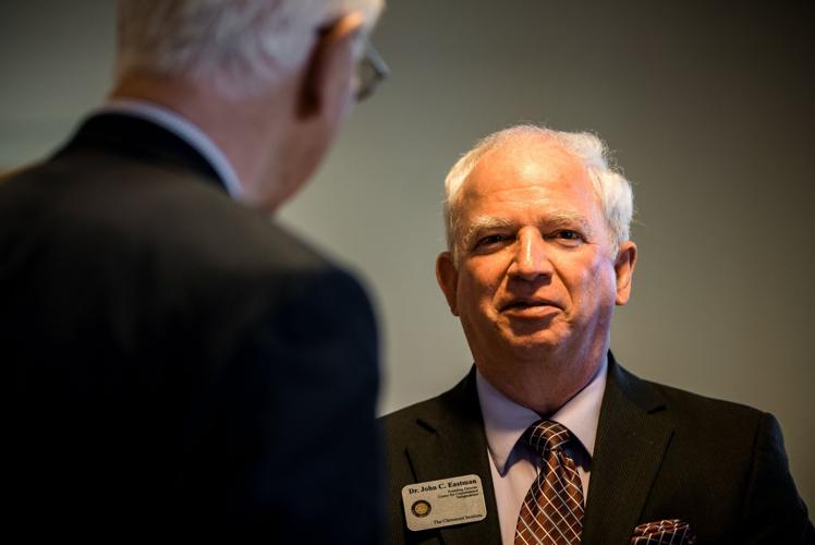 John Eastman, then a professor at Claremont McKenna College, at the Ronald Reagan Presidential Library, in 2019.  Federalist Society Facebook photo.