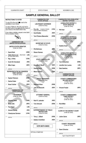 SAMPLE BALLOT CLEARWATER COUNTY GENERAL ELECTION NOVEMBER 8TH, 2022 ...