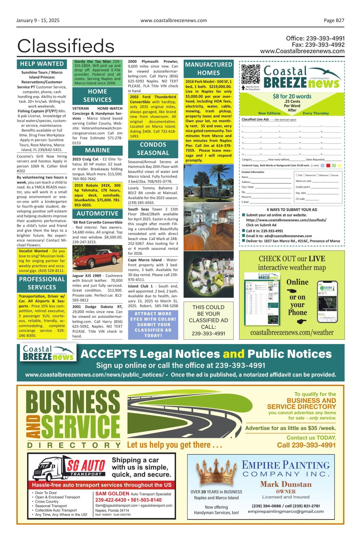 Classifieds 01-09-25 | | coastalbreezenews.com
