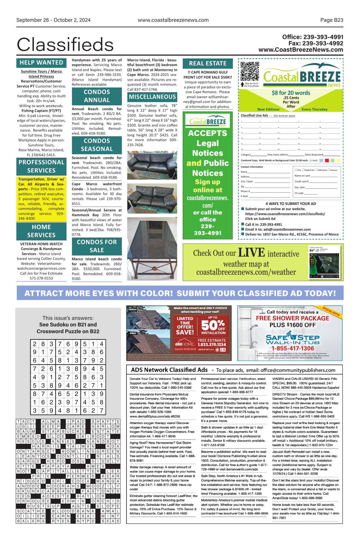 Classifieds 09-26-24 | | coastalbreezenews.com