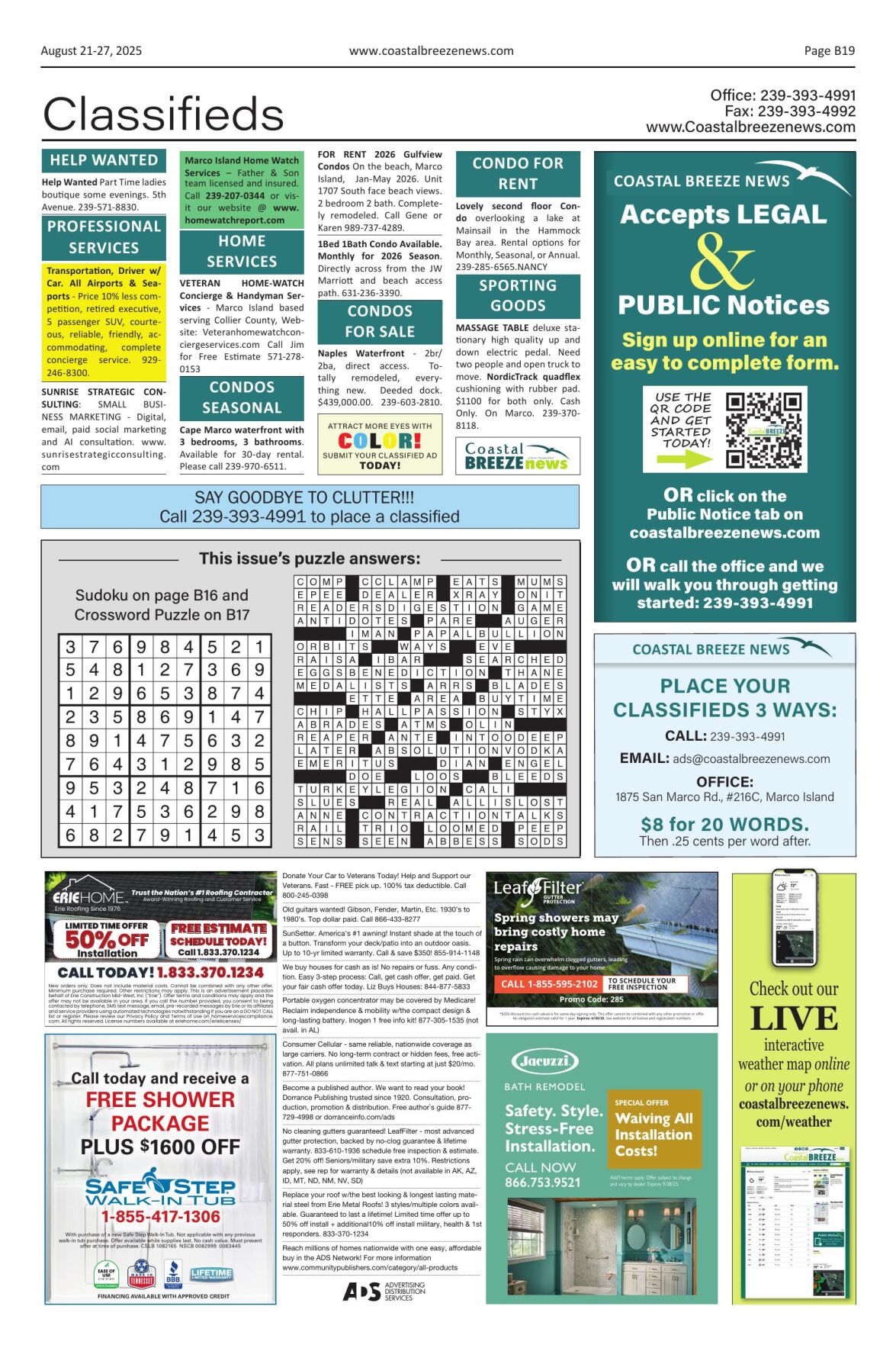 Classifieds 08-21-25 | | coastalbreezenews.com