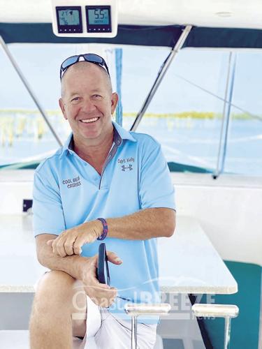 1. Cool Beans Cruises Captain Kelly shows off his WEAR IT wristband as passengers board the catamaran. .jpg