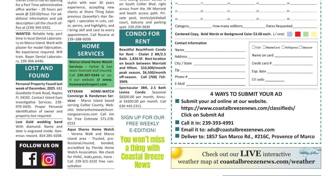 Classifieds 02-05-26 | | coastalbreezenews.com