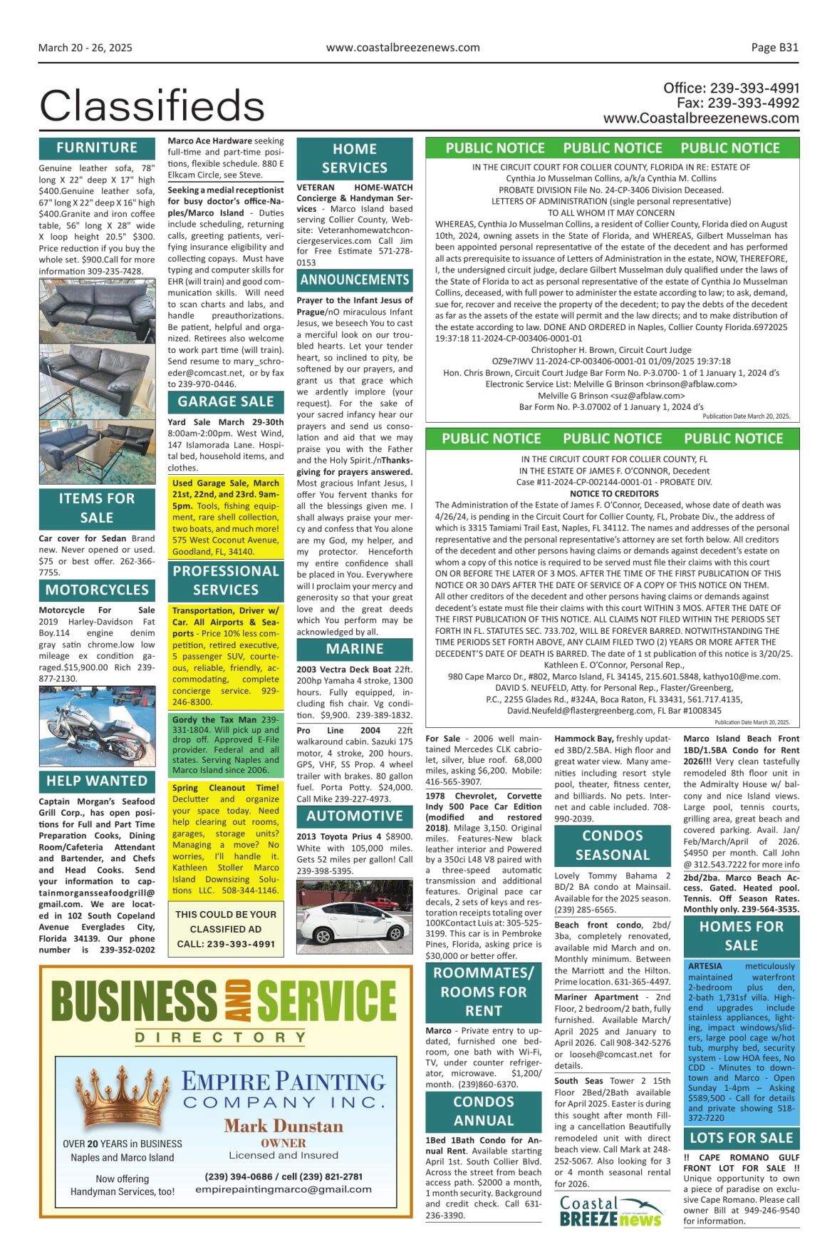 Classifieds 03-20-25 | | coastalbreezenews.com