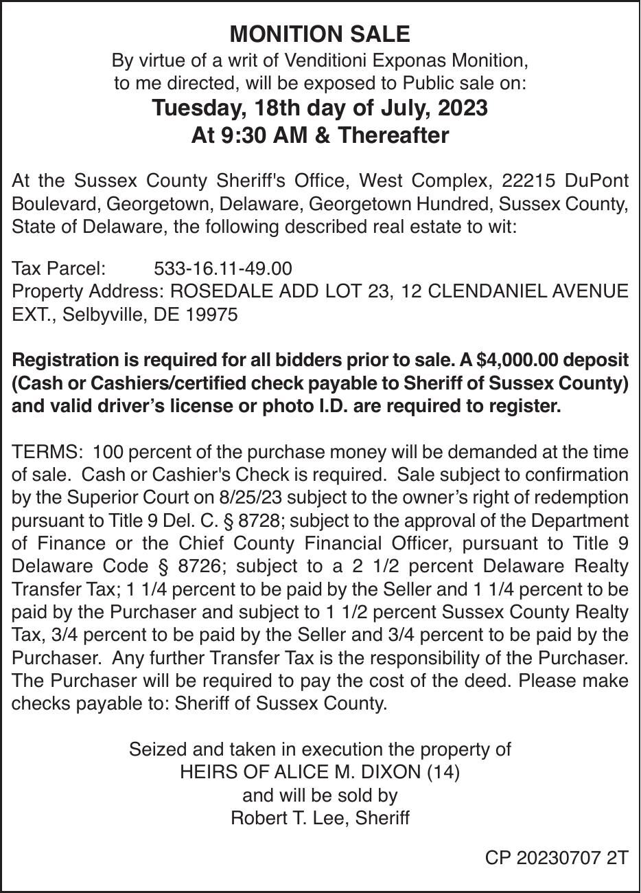 Monition Sale Dixon Legals