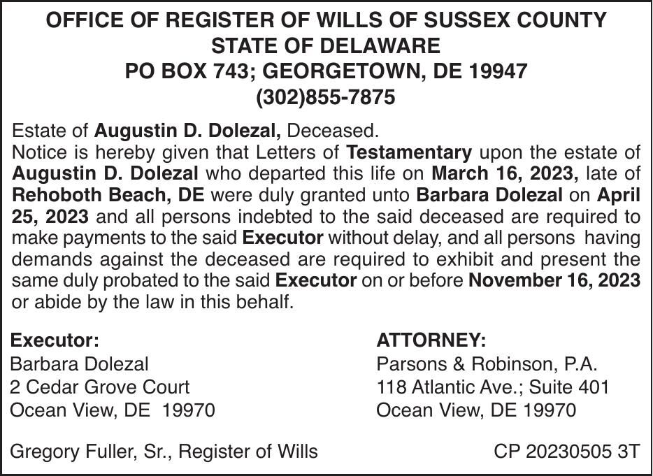 Register of Wills - Dolezal