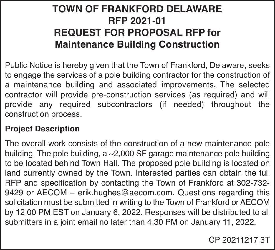 Town of Frankford - Pole Building Bidding