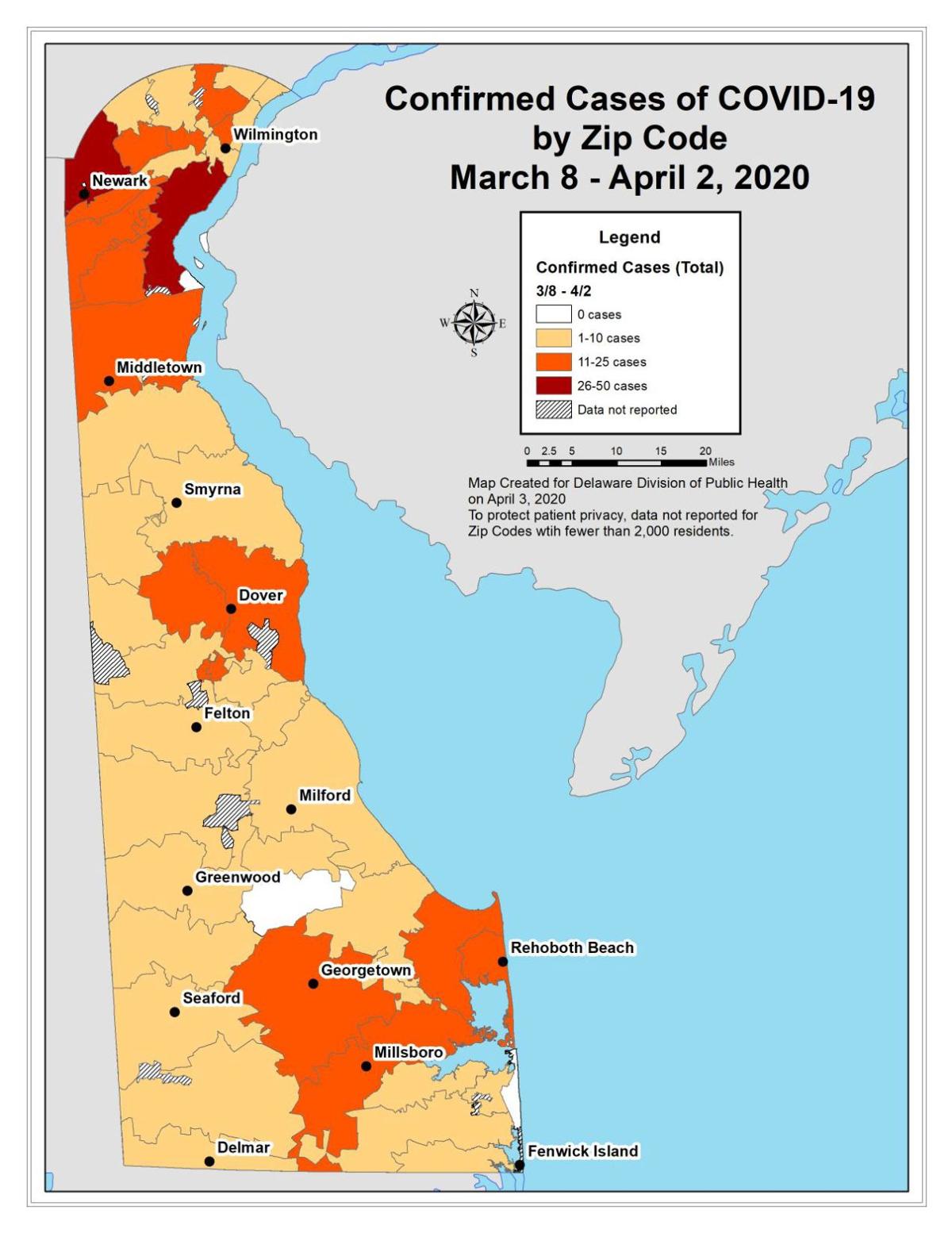 Delaware Confirmed Cases Of Covid 19 By Zip Code From March 8 To