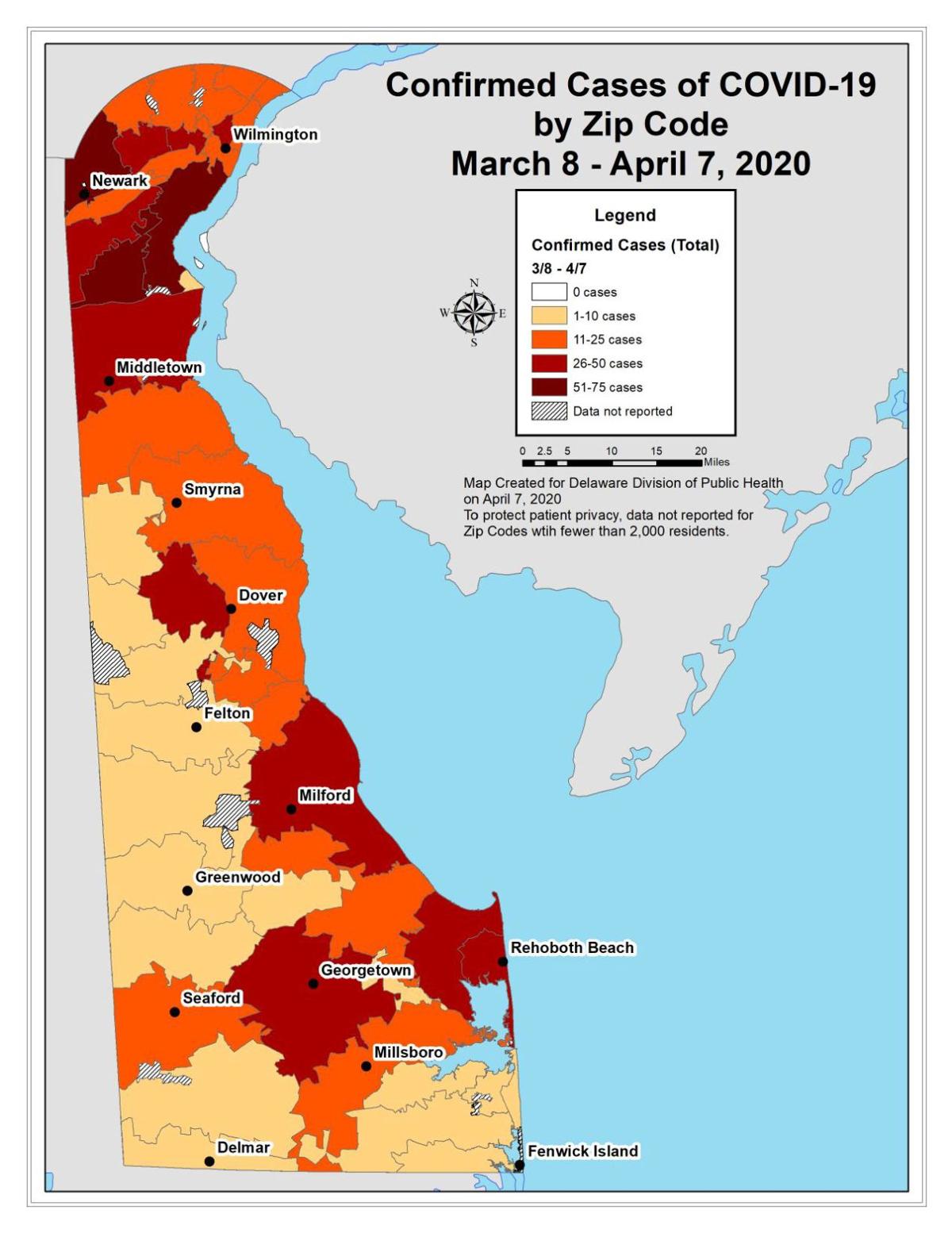 Delaware Confirmed Cases Of Covid 19 By Zip Code From March 8 To