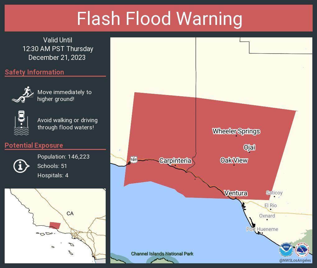 Flash flood warning issued for Carpinteria, Montecito | News |  coastalview.com