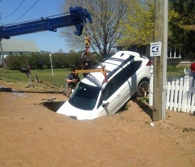 Sinkhole Swallows Car in Lewes